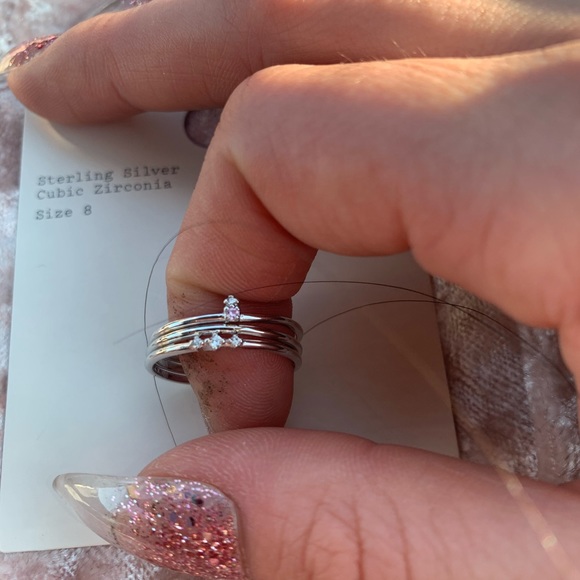 a new day Jewelry - Sterling Silver with Cubic Zirconia Stacking Rings